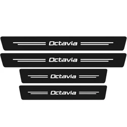 Premium Leather Carbon Fiber Car Door Sill Protector Stickers - Set of 4 (4PCS For OCTAVIA)