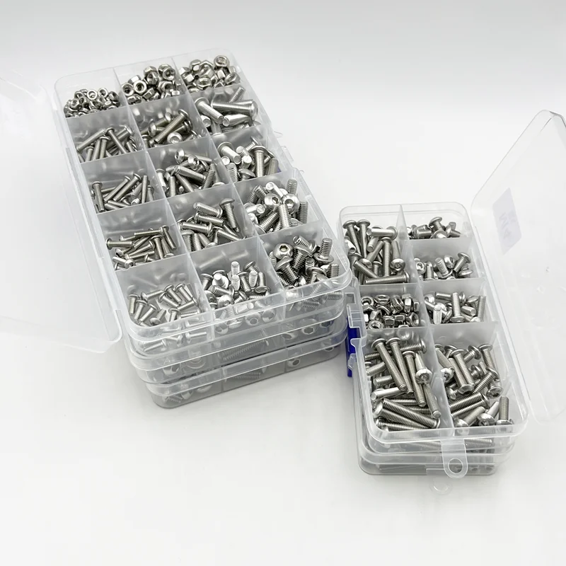 M2 M3 M4 M5 M6 Hex Button Socket Head Cap Bolt and Nut Set 304 Stainless Steel Hexagon Hex Socket Button Head Screw Assortment screw bolt nut set stainless steel screws hexagon socket head cap screw hex nuts assortment kit