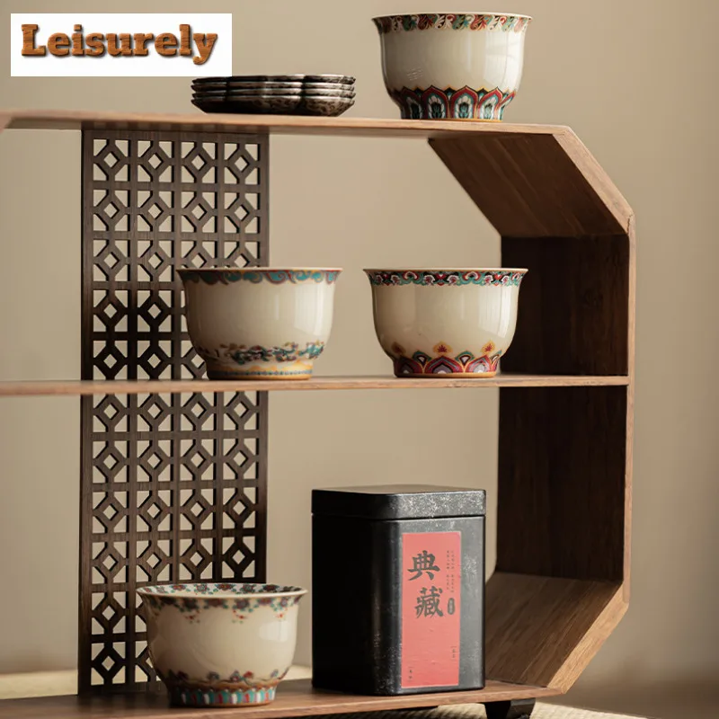 100ml Plant Ash Dunhuang Ceramic Teacup Creative Tea Bowl Single Cup Fragrance Cup Chazhan Master Cups Drinkware Decoration Gift