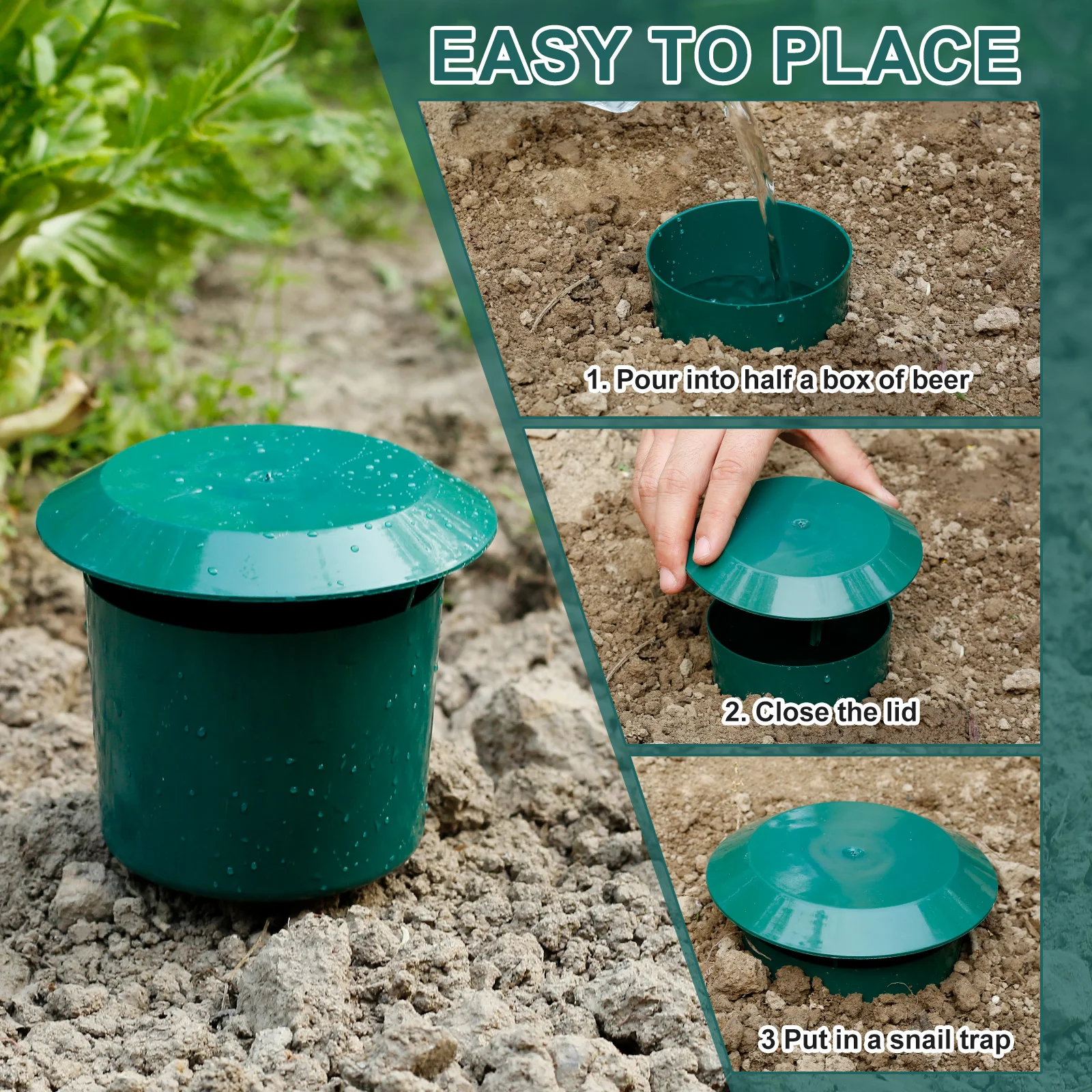 Beer Slug Snail Traps Kit Portable Easy to Use Catching Slug House Versatile Safe Plastic Snail Trapper for Growing Protection