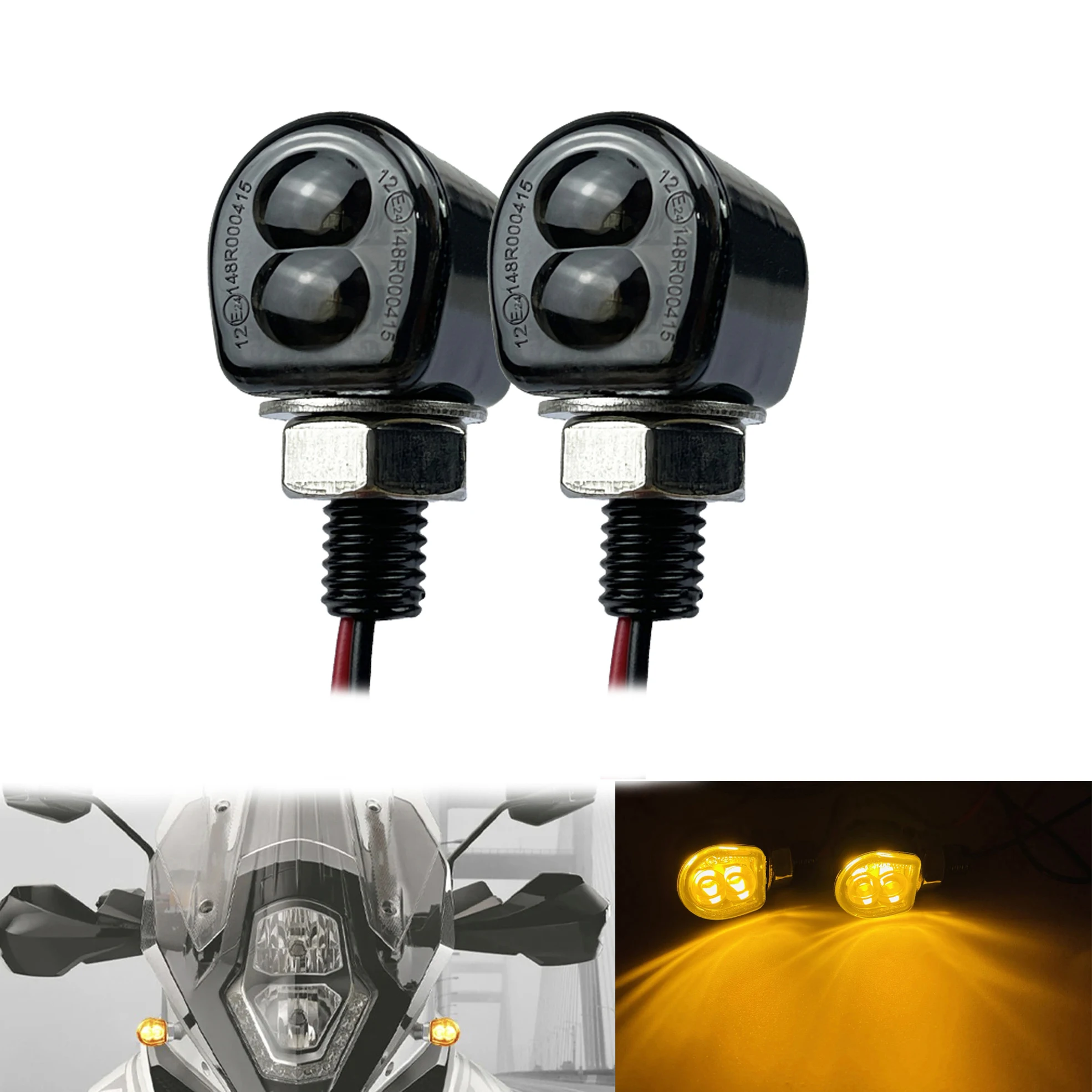 4X Motorcycle Motorbike Indicators LED Blinker Turn Signal Light Amber