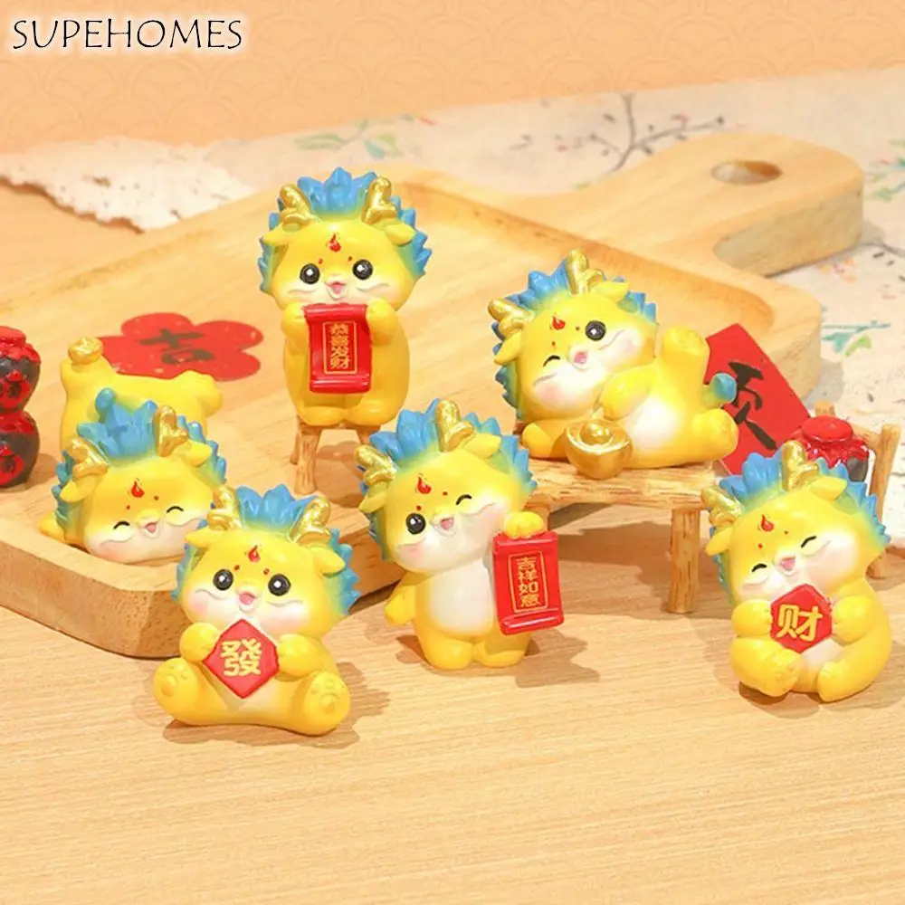 

Cute Zodiac Dragon Sculptures Mascot Micro Landscape Miniature Toy Year of the Dragon Festive Resin Dragon Ornaments