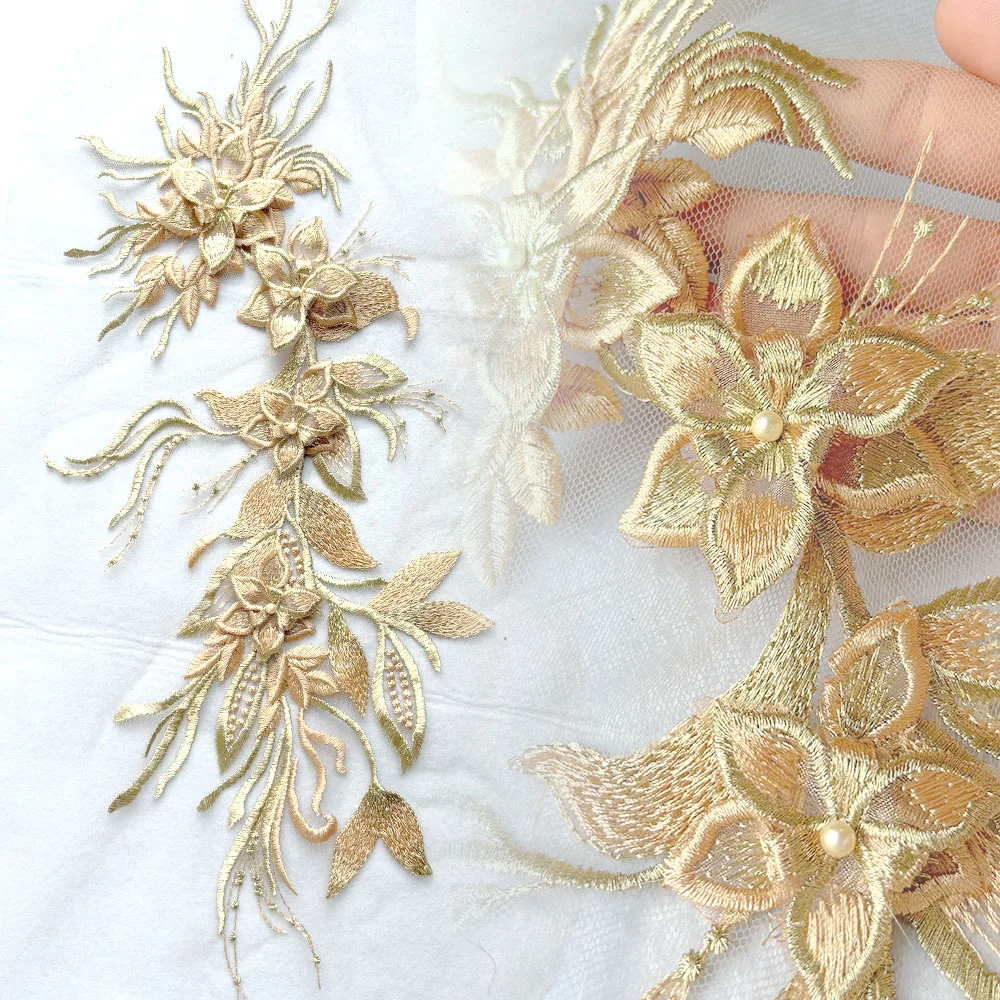 1 paio di ricami 3D in pizzo ricamato ali di tulle application fai da te accessori per abbigliamento fai da te toppe in pizzo con angeli toppe in poliestere tessuto fai da
