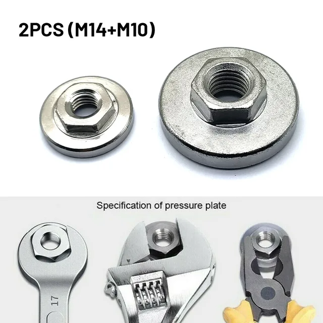 나사 앵글 연마기 플랜지 너트 세트 공구, M10, M14, Bosch Makita용 전동 공구 교체, 2 개 나사 앵글 연마기 플랜지 너트 세트 공구, M10, M14, Bosch Makita용 전동 공구 교체, 2 개