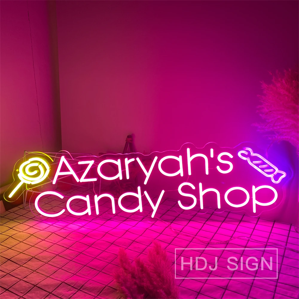 Led Neon Sign Candy Shop Led Neon Light Store Cafe Business Neon Lights Per Wall Hanging Decor Lighting Luminescente Signboard