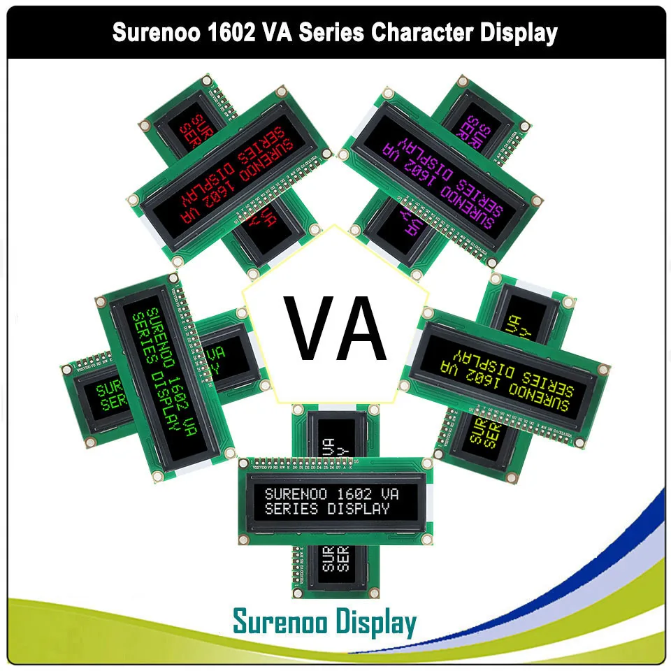 16X2 1602 5V Parallel IIC I2C VA White Red Green Character on Black LCD Module Display Screen Panel LCM