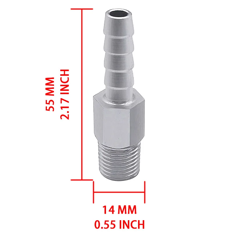 알루미늄 1/4 NPT 나사 - 5/16 바브 어댑터 연료 탱크 통풍관 연결관