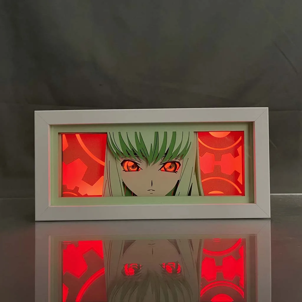 Anime Light Box Code Geass Cc Paper Cut Lightbox for Bedroom Decoration Desk Manga Shadow Box Kids Birthday Gift Table Lamps