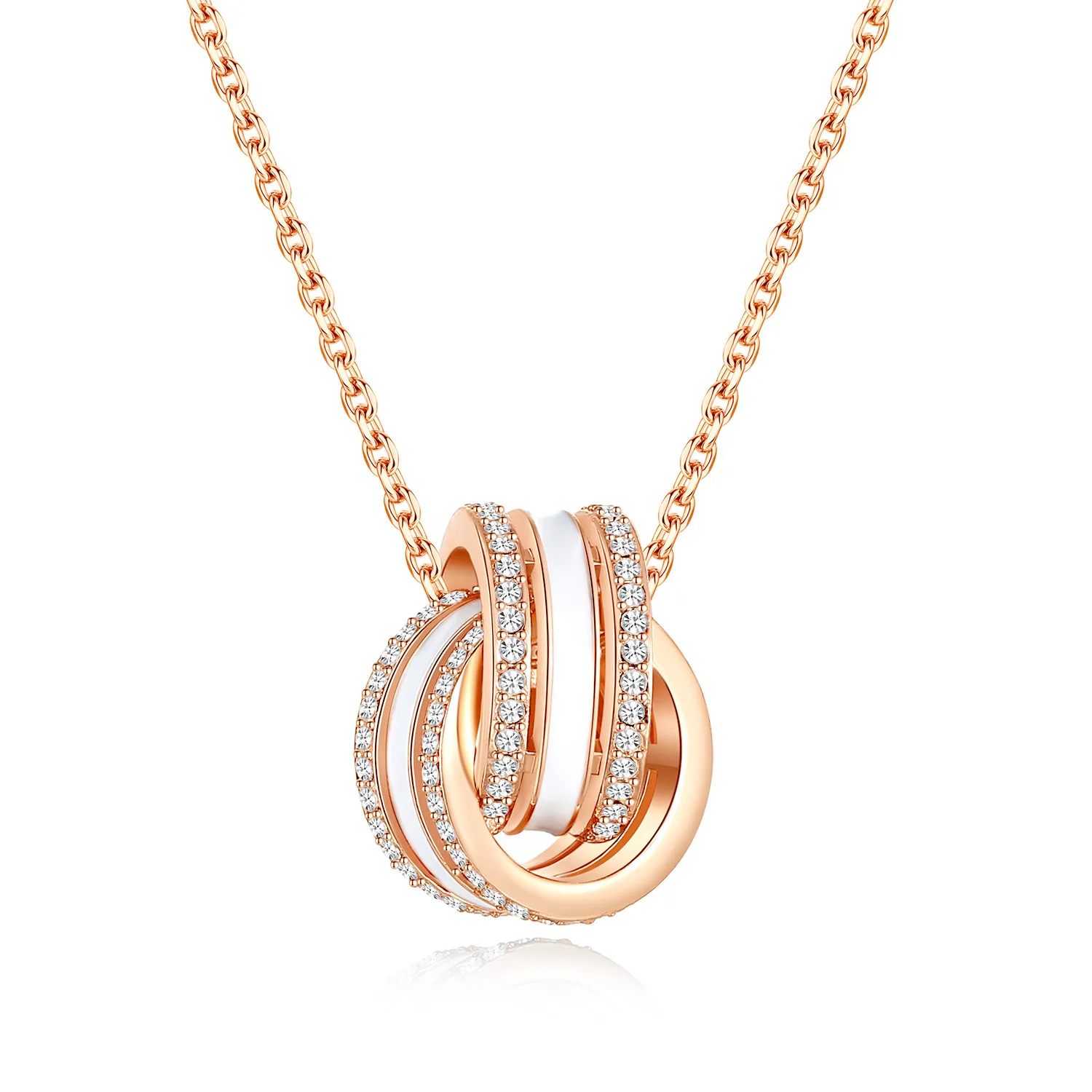 

SACKART Never Fades Double-ring Necklace Interlocking Transfer Beads Pendant Female Clavicle Chain Luxury Jewelry high personali