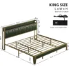 King Bed Frame, Storage Headboard with Charging Station, Solid and Stable, Noise Free, No Box Spring Needed, Easy Assembly 2