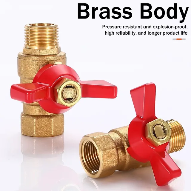 5/20/100pcs Brass Ball Valve Air Compressor Water Gas Oil Shut Off Valve 1/8" 1/4" 3/8" 1/2" BSP Threaded Mini Male To Female 2
