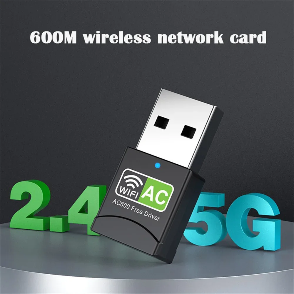 Двухдиапазонный USB-адаптер Wi-Fi 600 Мбит/с AC600 2,4 ГГц 5 ГГц Wi-Fi ...