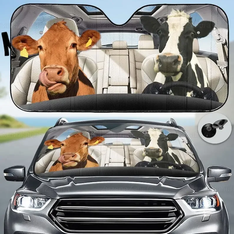 

Cow Car Sunshade, Animal Lover Gifts, Automobile Sun Shade, Cows Car Decoration,Auto Accessories Windshield Sunshade Cover