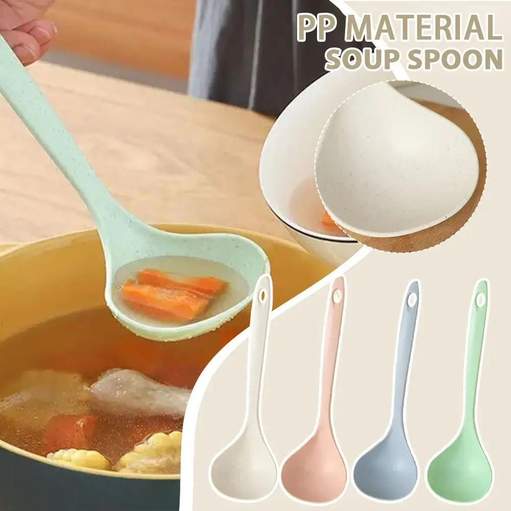 

Wheat Straw Household Long Handle Soup Spoon Wheat Large Straw Spoon Thickened Spoon Porridge Plastic P6c0