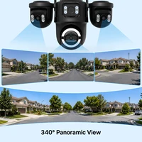 Caméra IP WiFi extérieure WONSDAR ICSEE à trois écrans, caméra de sécurité domestique PTZ, surveillance CCTV, détection humaine par IA 3