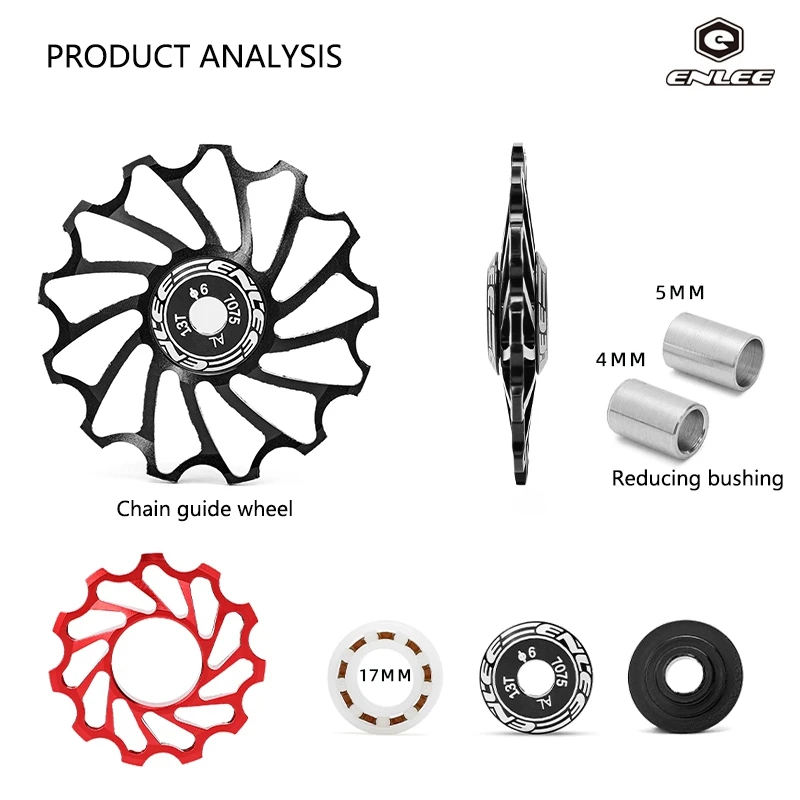 ENLEE11T/13T Jockey Wheel Rear Derailleur Bicycle Bearing Pulley For MTB Mountain Road Bike Aluminum Alloy Metal Guide Bearing