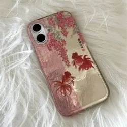 Artistic Calligraphy Floral Koi Design Phone Case - iPhone 12 Mini (A01)
