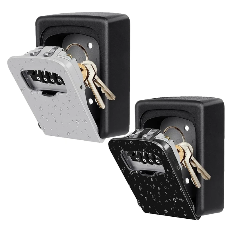 

Key Lock Box Wall Mounted Grey And Black 2 Pack, Easy To Use Durable Fine Workmanship