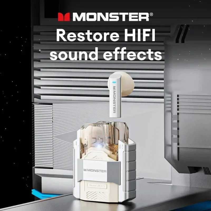 Monster XKT23 무선 블루투스 5.4 헤드폰, 로봇 디자인, TWS HD 음성 이어폰, HIFI 스테레오 헤드셋, 듀얼 씬 모드 이어버드