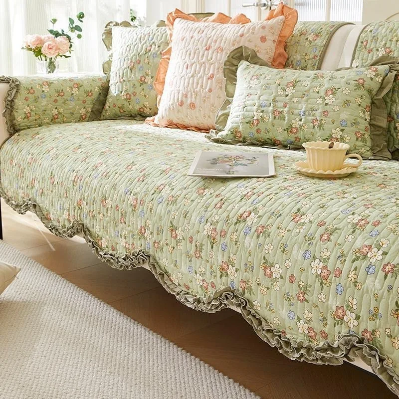 Korean Style Floral Sofa Cushion Sofa Cover Slip Resistant Slipcover Seat Sofa Towel Dust Cover Towel Couches for Living Room 5
