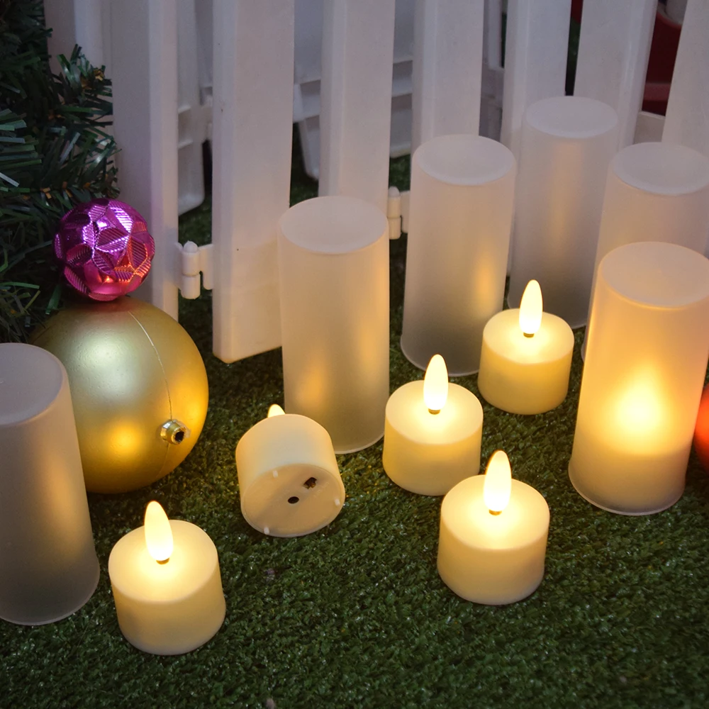 6/12pcs USB Rechargeable Tealights Flickering Flame Timer Remote For Birthday Wedding Candles Home Decoration Led Votive Candles