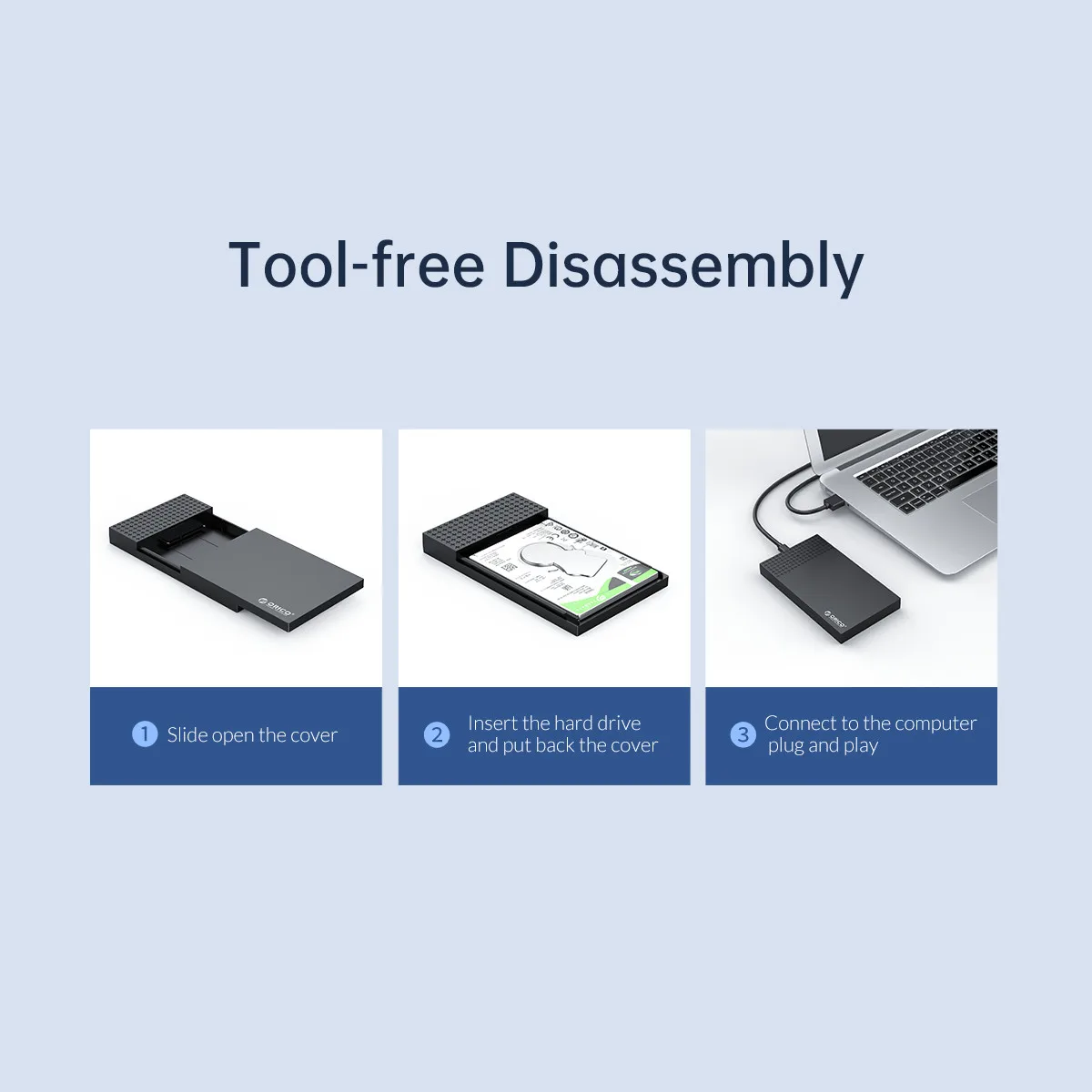ORICO HDD 케이스 2.5'' SATA to USB3.1 하드 드라이브 인클로저 6Gbps 2.5인치 SSD 디스크 HDD 박스 HD 외장 인클로저 UASP 지원