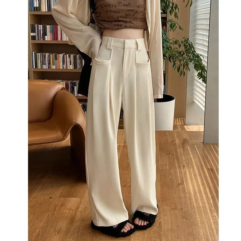 

Autumn Casual Suit Pants for Women Solid Loose with Pocket Sweatpants Winter Korean White Ladies Trousers Spodnie Damskie 24387