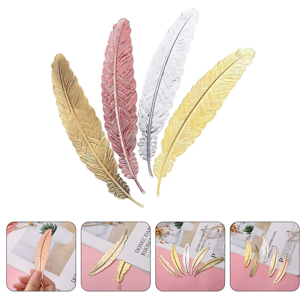 

Creative Metal Feather Bookmarks Plumage Shaped Page Marker Office School Stationery Teacher Gift