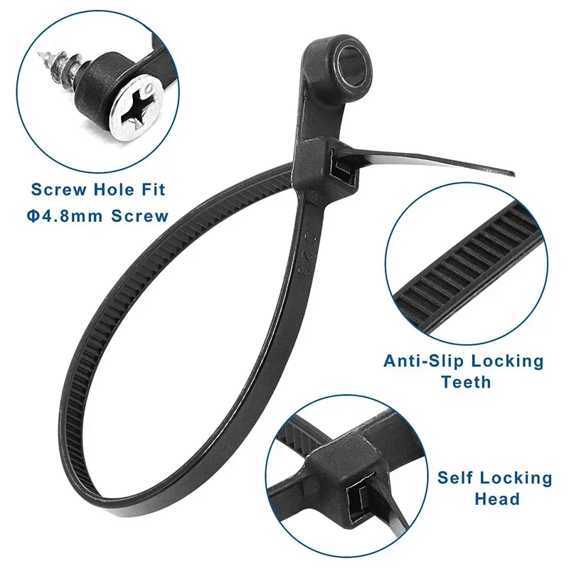 Screw Hole Cable Ties 100/1000Pcs Reusable Fixed Nylon Cable Ties Self-locking Cord Straps Fastening Loop Office Organizer nylon cable ties,cable ties,cable tie,nylon zip ties
