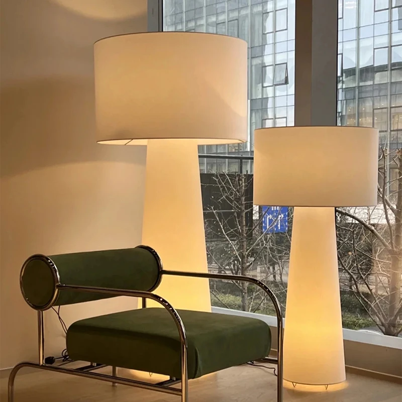 

Nordic Minimalist Wabi Sabi Cream Style Fabric Led Floor Lamp Living Room Bedroom Home Decor Sofa Corner Standing Table Light