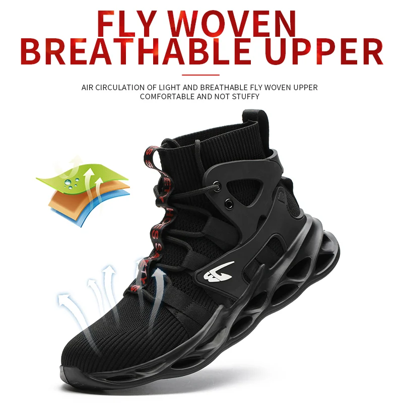 Men's Steel Toe Safety Boots with Kevlar Midsole Protection - Anti-Puncture, Anti-Smash, Non-Slip Industrial Work Boots