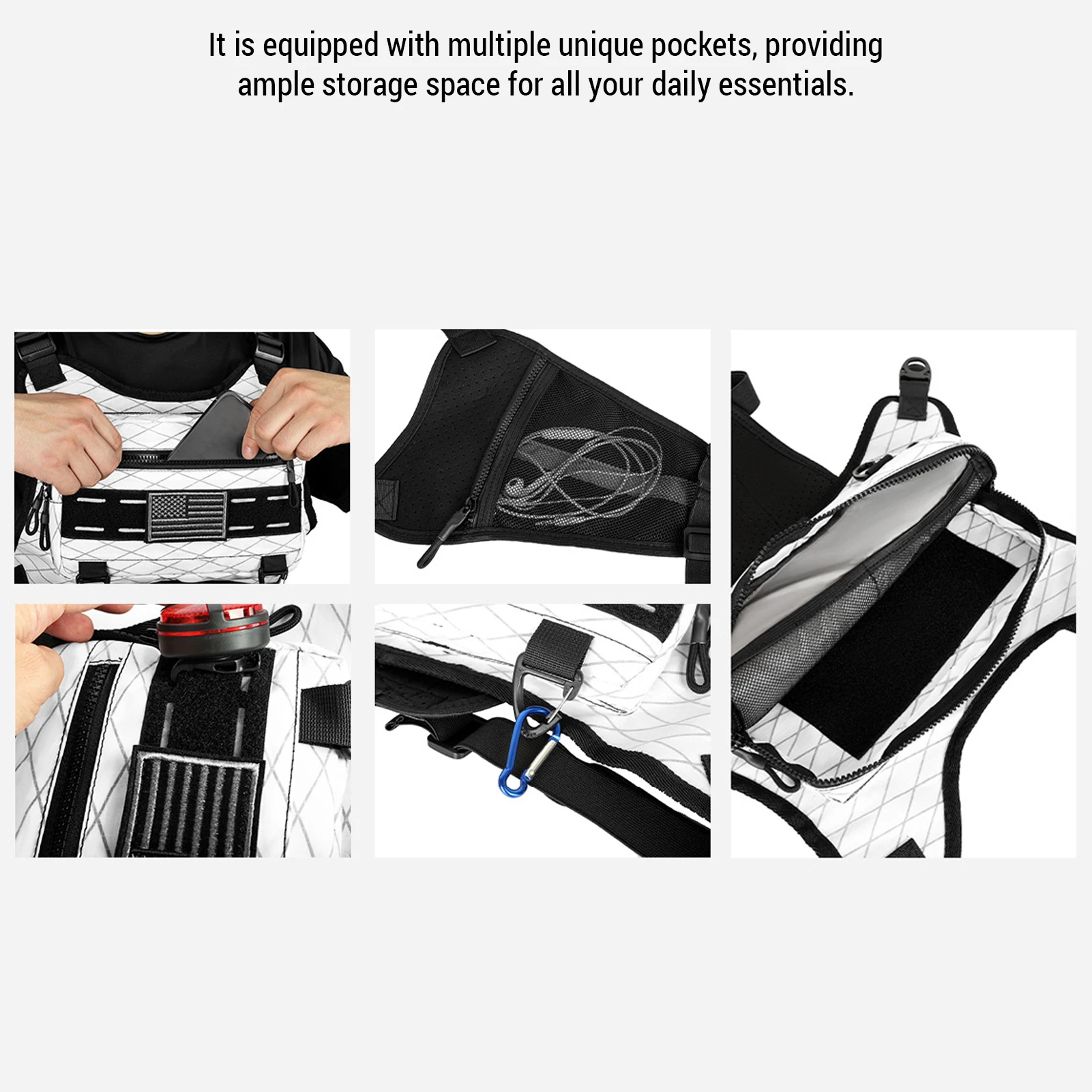Front Chest Pack Running Chest Bag Running Vest Bag Breathable Sports Lightweight Adjustable Front Vest