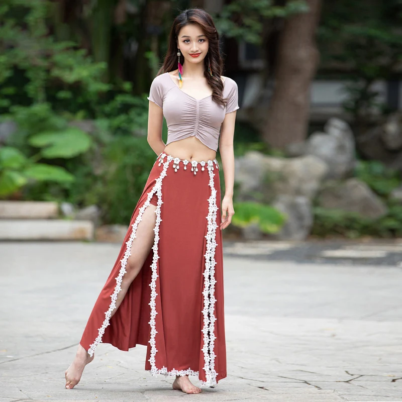 

Belly Dance Long Skirt Set Performance Stage Dance Lace Skirt Carnaval Disfraces Adults Cabaret Dance Vestido Gitana Costume