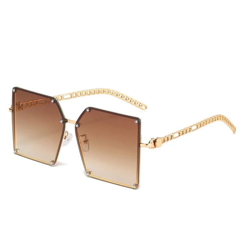 

Fashion Alloy Frame Sunglasses for Women Big Square Female Eyeglasses Hollow Leg Rivet UV400 Eyewear Glasses 2024 Gafas De Sol