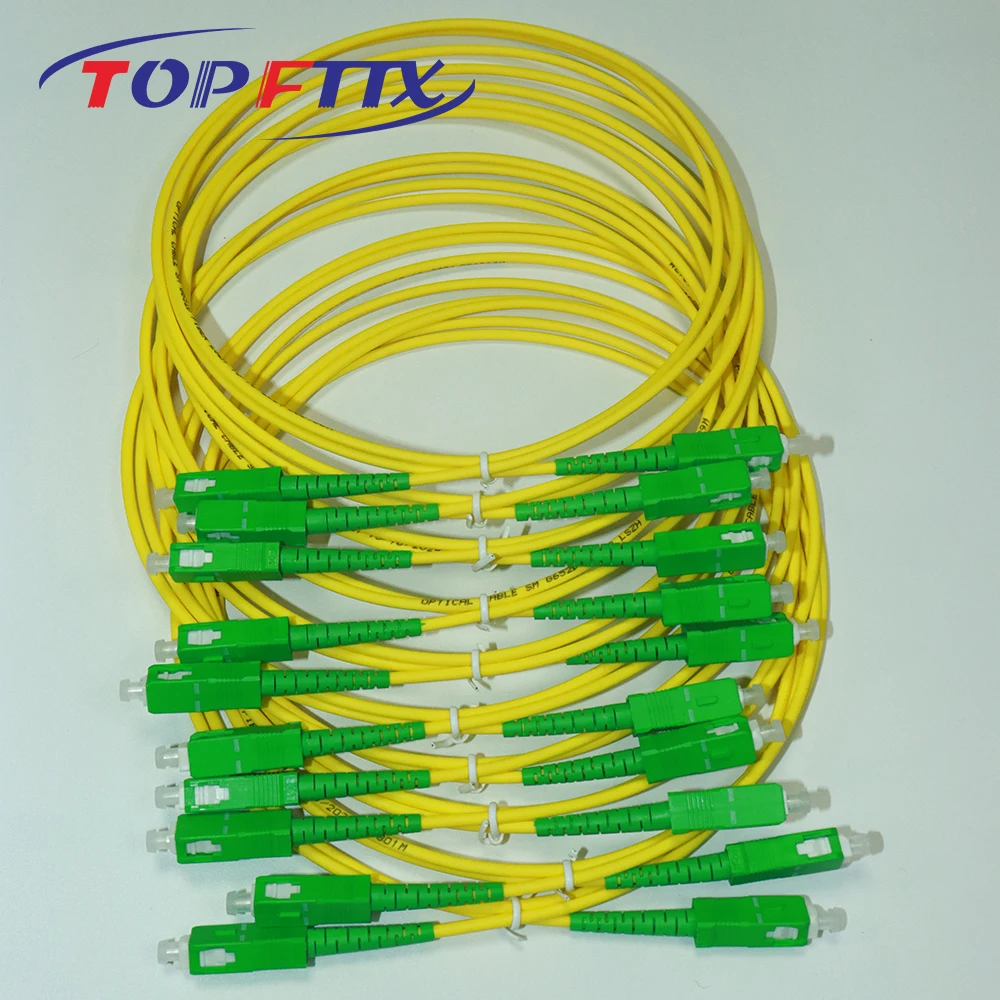 10PCS 3 Meter Home Use SC Fiber Optic Patch Cord Extension Cable Single Mode G652D SX 3.0mm for House Internet CATV Video