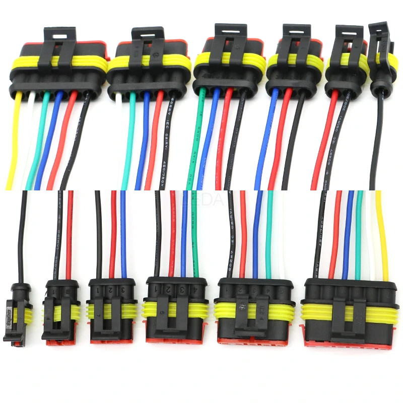 Electrical Connectors Plug 1Set 1P 2P 3P 4P 5P 6P Way Waterproof Electrical Auto Connector Male Female Plug Wire Cable Harness Car Motorcycle