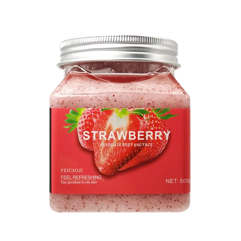 Strawberry Body Scrub 500g Moisturizing Oil Control Cleans Soften Chicken Skin Keratin Friction Mud Scrub Care Products