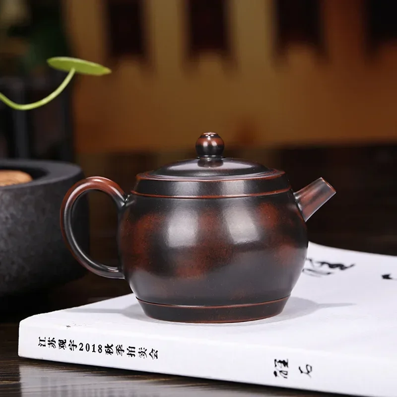 Chinese Yixing Teapot Purple Clay Hand Carved Zen Heart Sutra Tea Pot Handmade Household Tieguanyin Tea Set Tea Ceremony 210ml