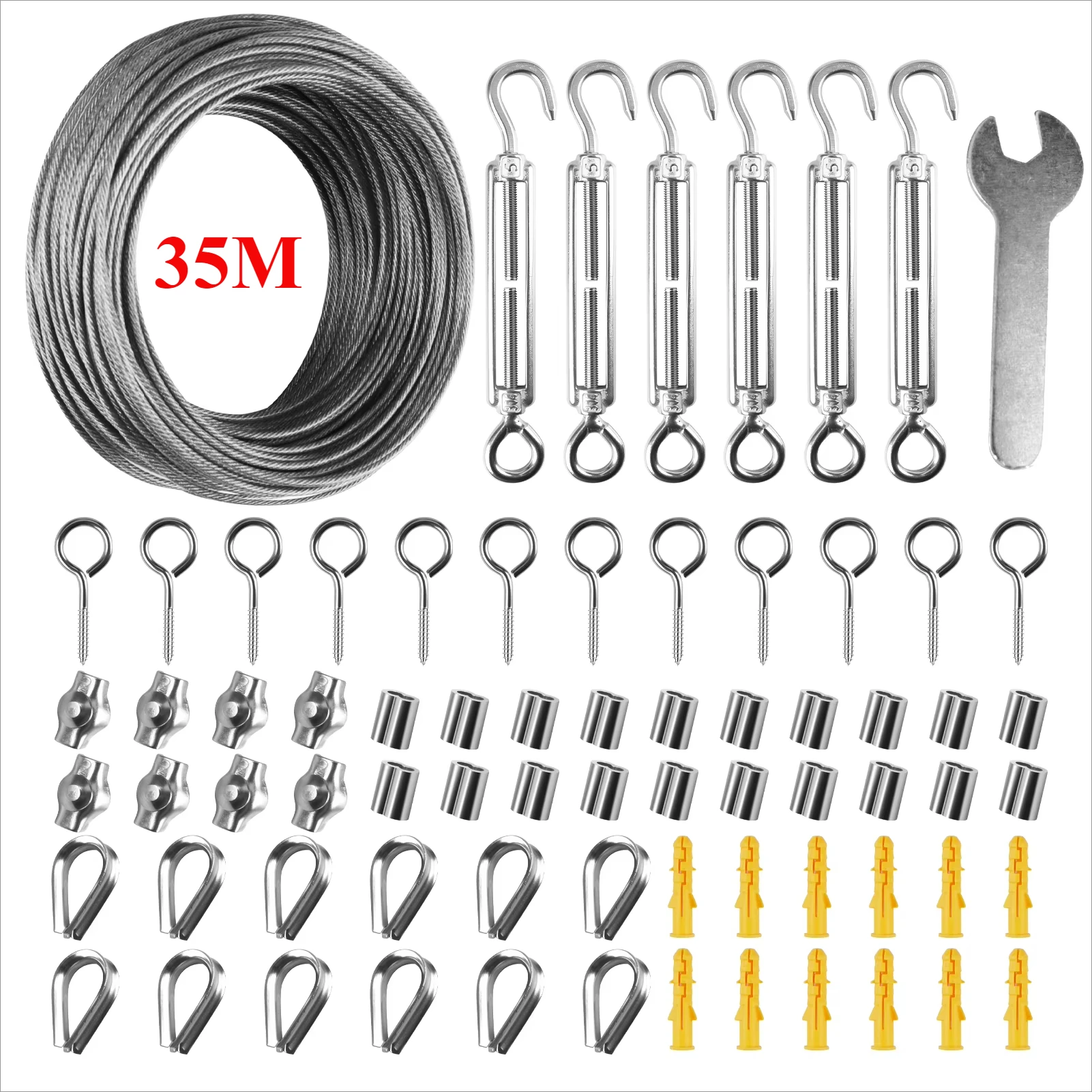 Heavy Duty 72-Piece Sun Shade Sail Hardware Kit for Outdoor Garden Installation