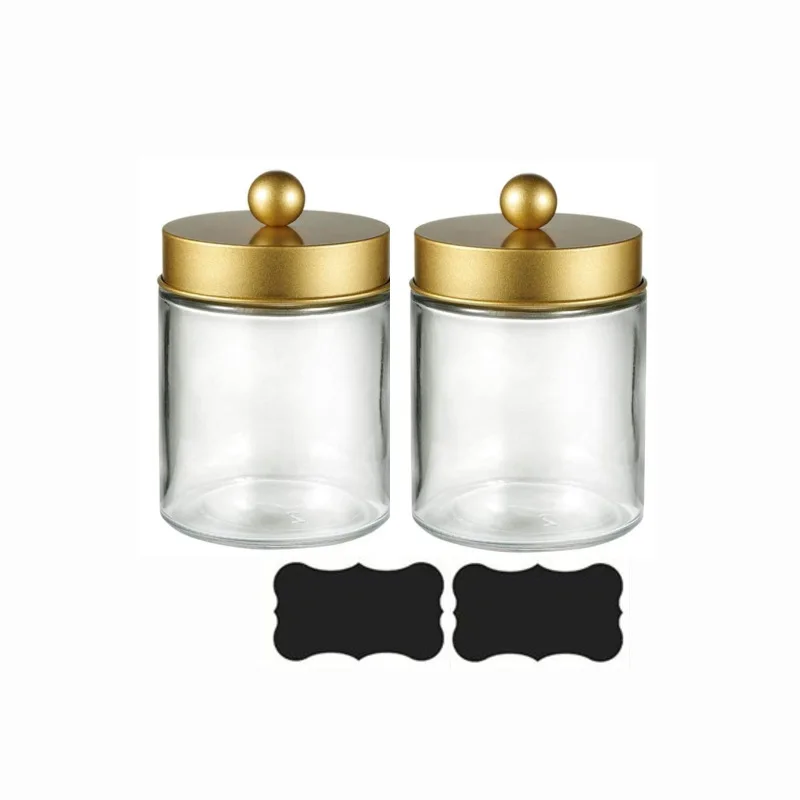 Farmhouse Decor Qtip Holder Dispenser for Cotton Swabs, Cotton Pads, Clear Plastic Apothecary Jar for Bathroom Canister Storage 2