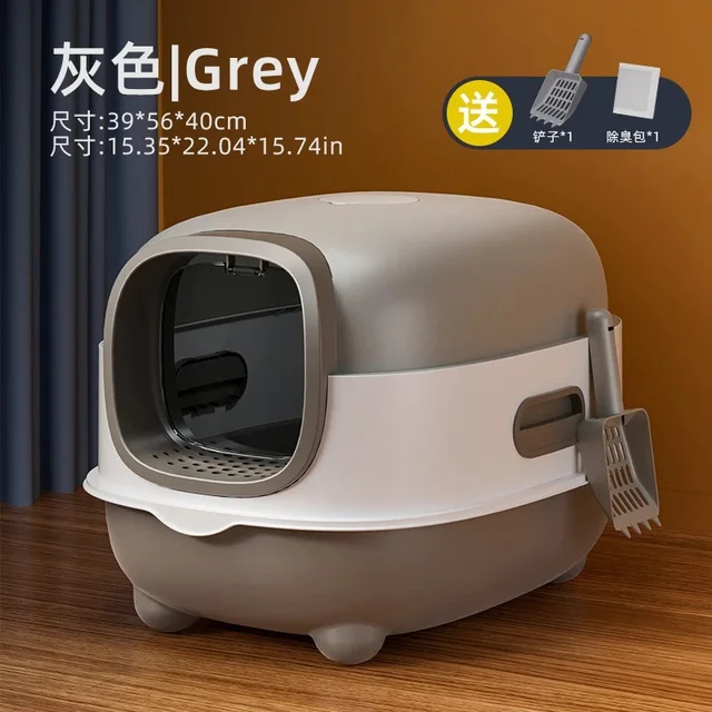 Fully Enclosed Cat Litter Box Large Size Anti Splash Deodorizing Antibacterial Toilet Tray For Indoor Cats Potty Cleaning Use 5