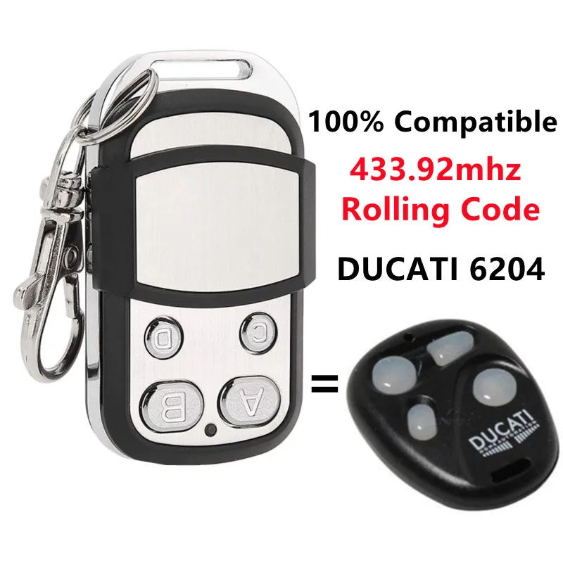 

DUCATI 6204 Garage Remote Control 433.92mhz Rolling Code Gate Keychain