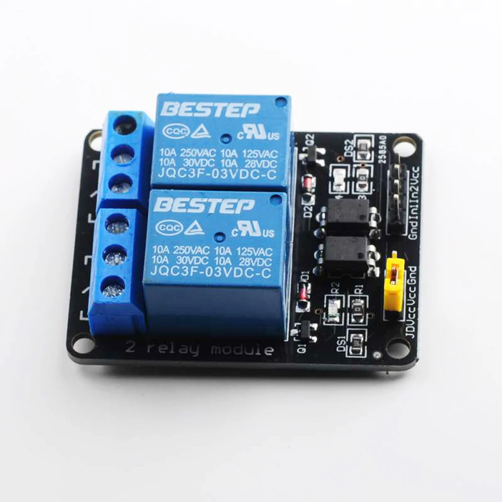 Optocoupler Módulo de Isolamento Relé para Arduino, 3.3V 2, Relé Control Development Board, 5Pcs