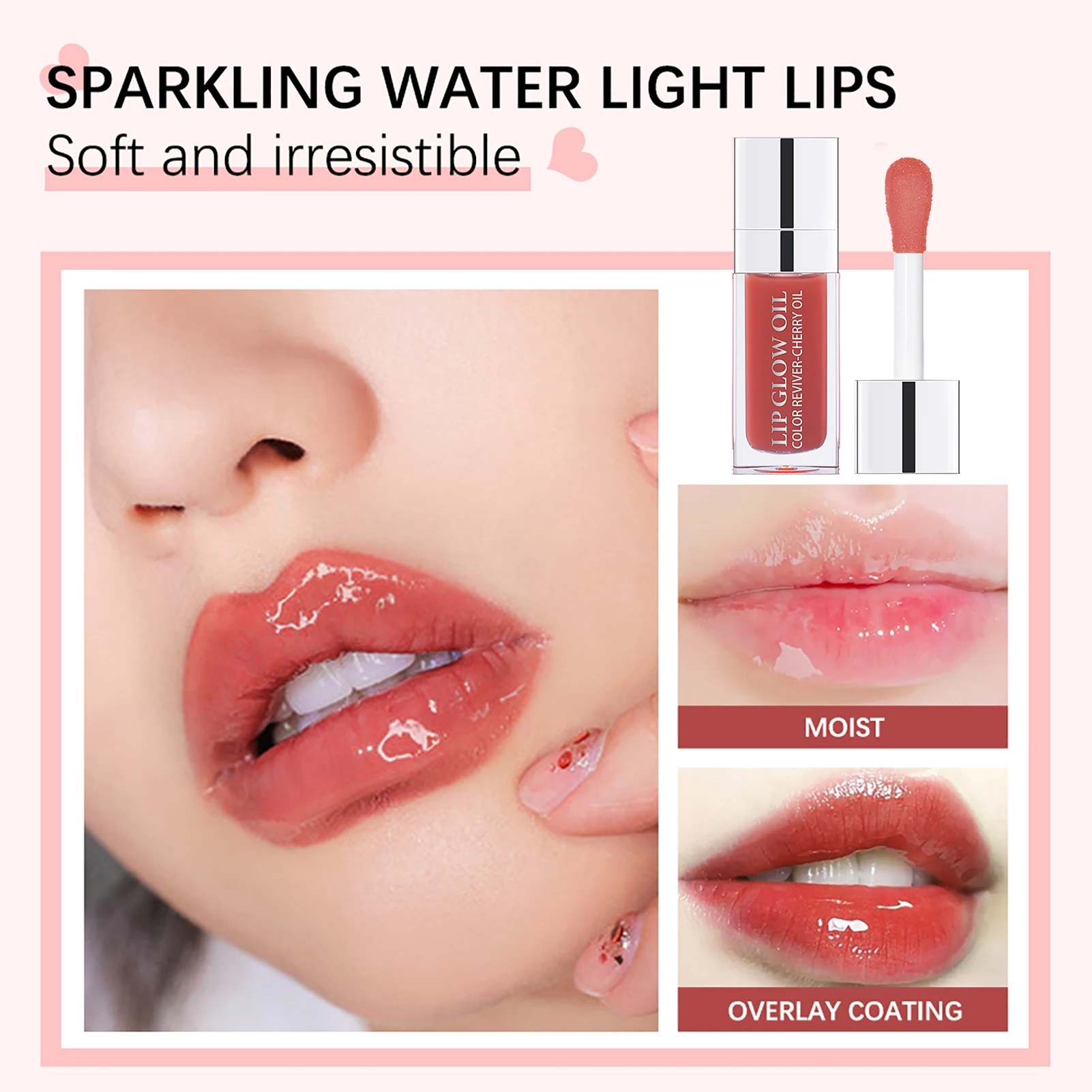 Plump Lip Glow Oil Lip Oil Lip Gloss Lip Makeup Lip Glaze Lip Plumper Non-Sticky Formula Moisturizing Hydrating Polished