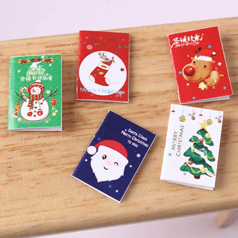 

Новинка, 5 шт./набор, 1:12 миниатюрная рождественская карточка, Подарочная модель, модель для кукольного домика, сцена жизни