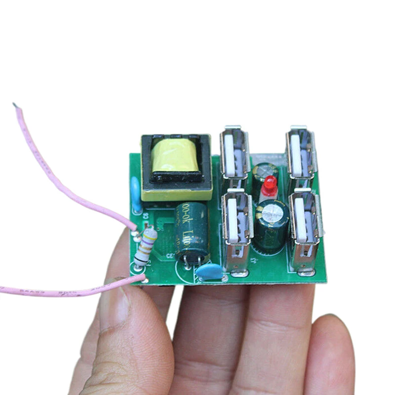 USB Power Adapter 5V 2.5A 4 Way 220V To 5V Isolation Switch Power Board Fast Charing