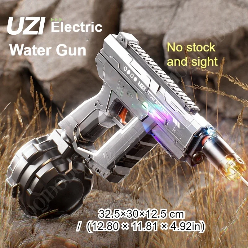 Automatic UZI Water Gun Toy With LED Water Pistol Electric Blowback Squirt Rapid Fire Blaster Pool Beach Toys for Kids Boy