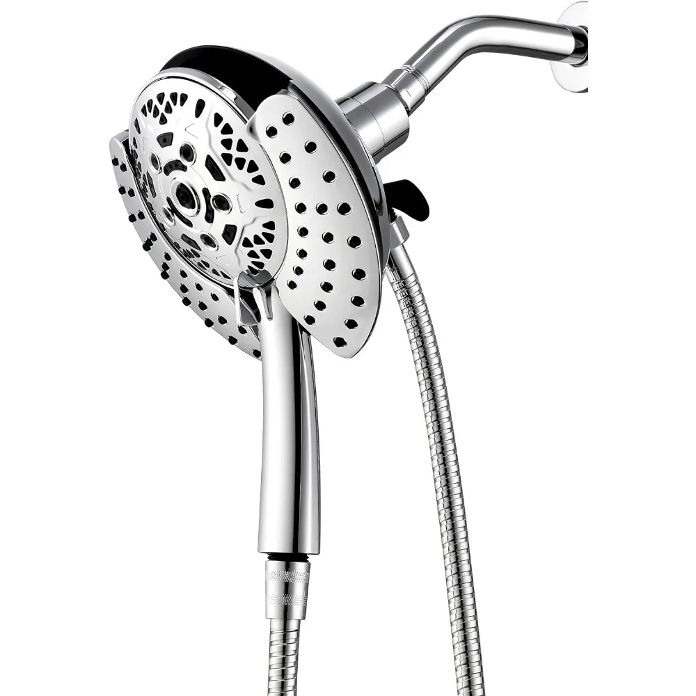Shower Head with Handheld High Pressure:Hand Held Shower Head & Rain 2-IN-1 Shower Head with 59 Rotatable Stainless Steel Hose