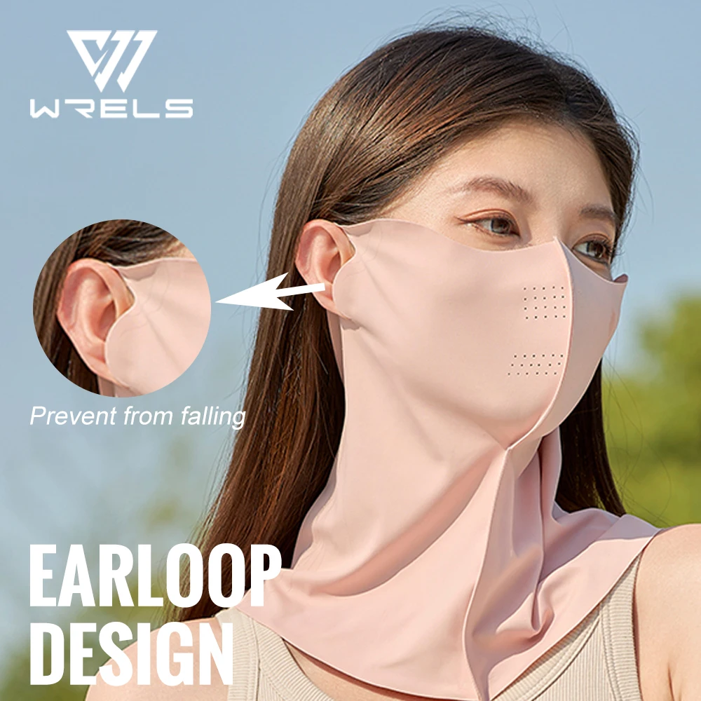 WRELS Ice Silk UV Protection Mask for Bicycle Breathable Ear Loop Mask Cooling Scarf Women Outdoor Sports Hiking Face Mask