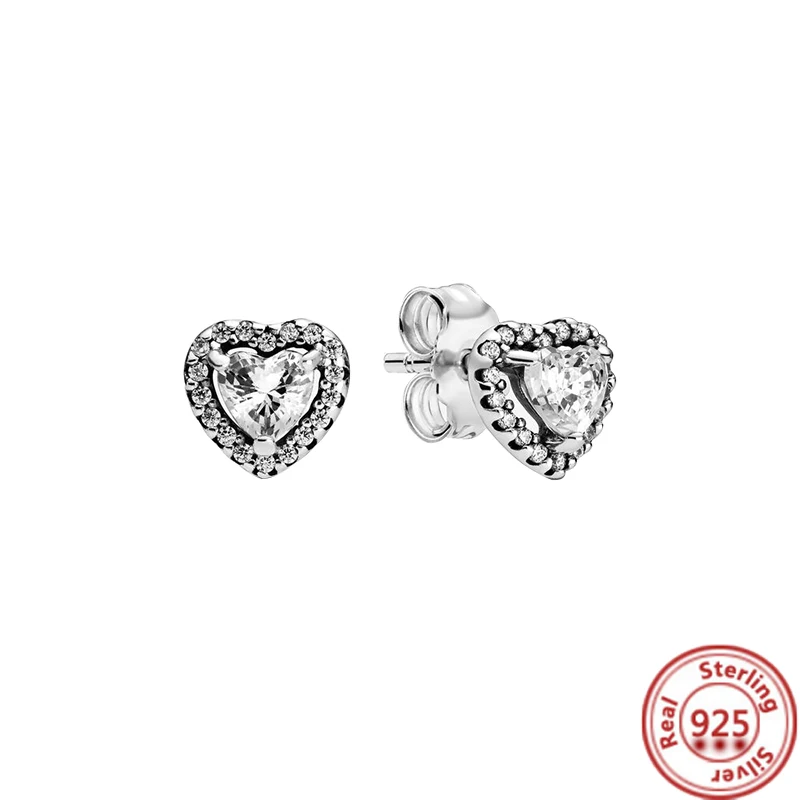 925 Sterling Silver Earring Feather Flowers Heart Pav&eacute; Infinite Shine Earrings For Women Gift silver earrings